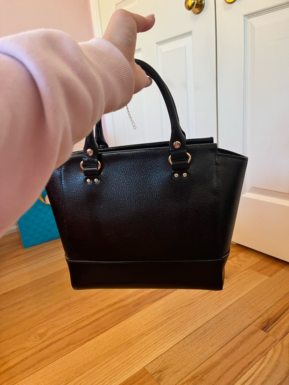 kate spade Black Leather Structured Top-Handle Satchel - Picture 3 of 6